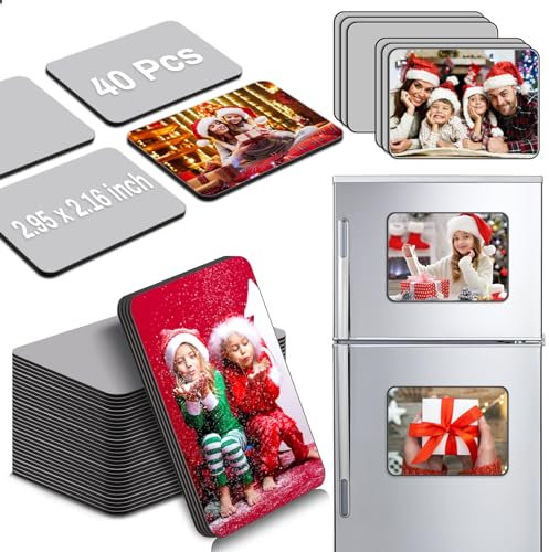 Lucomb 40 PCS Sublimation Magnets Blank, 5.5x7.5 CM Personalized Fridge Refrigerator Magnets Blanks Sublimation Magnetic Sticker Blanks Products for DIY Kitchen Microwave Office Wall Door Decorative