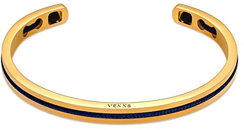 VEXXS Herren Armreif,18K Gold beschichtet Edelstahl Offen Armband,Klassisches Bracelet,Schmuck Geschenk für Herren Damen Männer Jungen Frauen