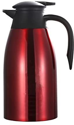 Jarra térmica de acero inoxidable, 68 onzas (2 litros), termo al vacío de doble pared, hervidor, termo térmico para café, té, agua caliente, mantiene el frío y el calor (rojo)