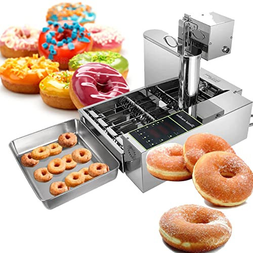 GBHJJ Automatic Donut Machine, 4 Rows Commercial Digital Donut Fryer Commercial Mini Donut Maker Donut Machine Maker Adjustable Donut Thickness Stainless Steel 6L Hopper,220V