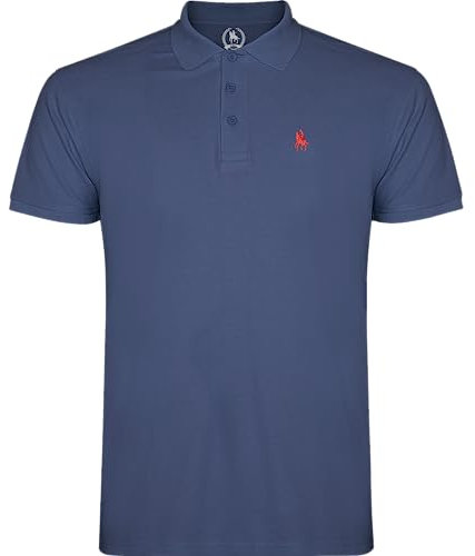 S&C - Polo Hombre Manga Corta Algodón 100%, Color Liso, Estilo Casual, Cuello 3 Botones, Diseñado en España, Tejido Punto Piqué, Regular Fit, Ver Guía, Denim, 3XL