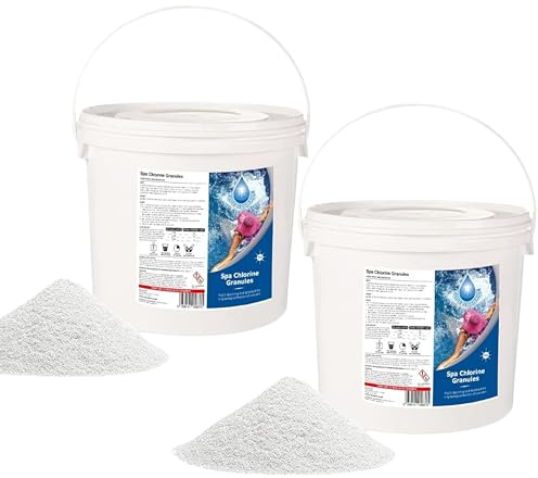 10 Kg Stabilised Chlorine Granules for Hot Tubs, Spas, Swimming Pools, Fast Dissolving for Rapid Water Disinfecting, Cleaning and Pool Water Treatment