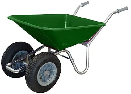 County Clipper Duo, Twin Wheel Wheelbarrow 100-120ltr (Solid Puncture Proof Wheel, Green)