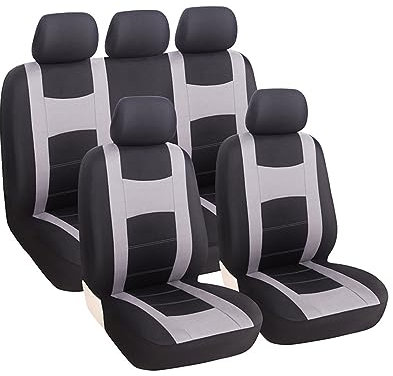 Adunsiaoto 9 Stück Sitzbezügesets Autositzbezüge Set Für 5 Sitzer, Auto Autositzbezüge Fit Komplettset Autositzschoner, Auto Sitzbezüge Kompletter Satz(Grau)