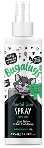 BUGALUGS Cat Dental Care Spray - Clean Teeth, Healthy Gums & Fresh Breath - Natural Cat Teeth Cleaning Plaque & tartar remover for teeth. No Brushing Needed for cats 250ml