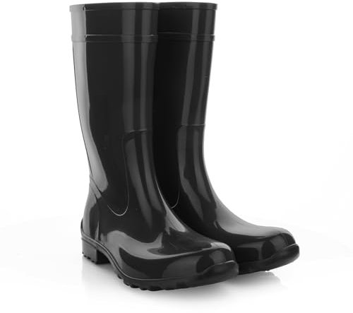 Lemigo Stivali di gomma da donna Impermeabili Stivali alti da pioggia Scarpe da giardino 967 Ilse (Nero, Sistema Taglie Calzature EU, Adulto, Numero, Media, 40)