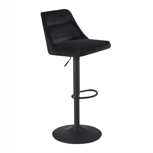FineBuy Barhocker Samt Hocker mit Lehne 86-106 cm, Küchenhocker Höhenverstellbar Modern 100 kg, Design Barstuhl Tresenhocker mit Metall-Trompetenfuß, Bistrohocker Gepolstert