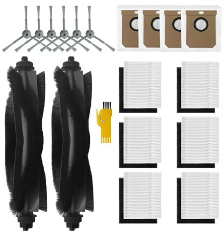 aotengou Kit de Accesorios de Recambio para el Robot Aspirador eufy L60 L50 L60 SES L50 SES 18 Paquetes 2 Cepillos Principales, 6 Filtros, 6 Cepillos Laterales, 4 Bolsas de Polvo