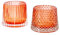 2er Set Teelichthalter H7cm Glas Orange Kerzenhalter Tischdeko Kerzen Retro Deko Windlichter