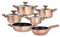 Zilner 15-teiliges Topfset, Roségold, Antihaftbeschichtung,Kochtopf, Pfanne, Küchenutensilien, Keramik Kochtöpfe Set mit Deckel, für Gas ZL8517