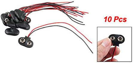 dissot 10 x connettore batteria 9V cablato in ecopelle nera tipo T