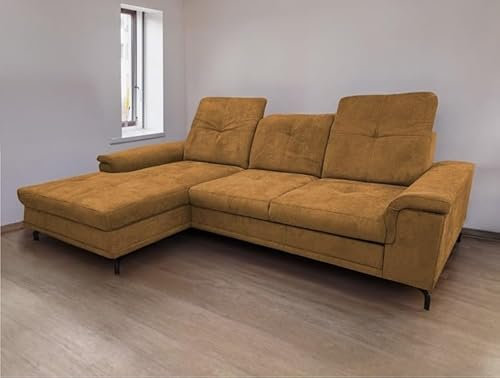 Ecksofa Britta L - Wohnlandschaft Polstersofa Polstercouch (Linke Seite: Gelb - MIL 17705)