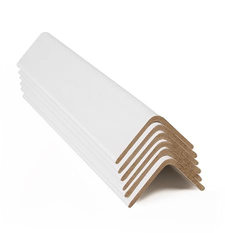 ESK Packaging Kartonkantenschutz für den Versand, 5,1 cm B x 5,1 cm T x 61 cm L, leicht, 0,120 g, Paletteneckenschutz, Winkelbretter, Weiß, 50 Stück