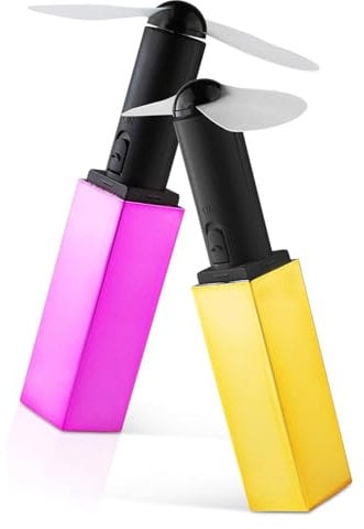 HAC24 2er Set Mini Handventilator Lippenstift Form Batteriebetrieben mit Trageschlaufe Hand Ventilator Taschenventilator