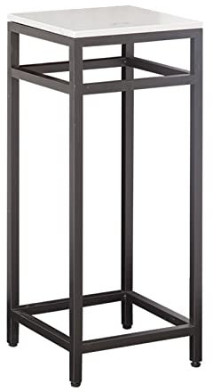 ZYQYLF Corner Tables, Square Metal Frame Marble Top Coffee Tables With 4 Footpads, Plant Stand Sofa Tabless For Kitchen Balcony Hallway(Size:30 * 30 * 75cm,Color:A)