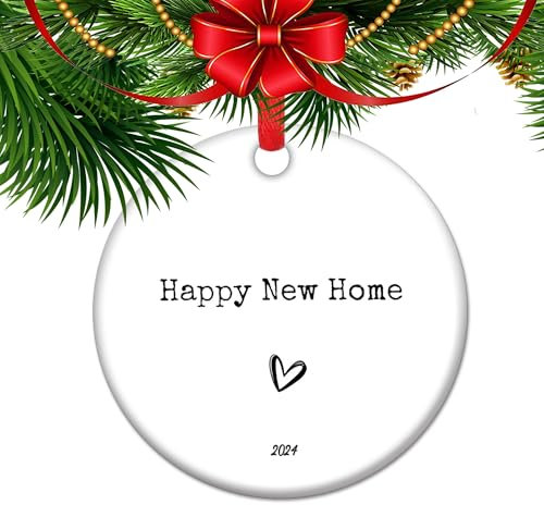 Adorno de Navidad redondo de cerámica para Año Nuevo 2024, decoración de árbol de Navidad, regalo de moda para familiares y amigos, decoración de árbol de vacaciones