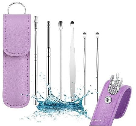 Pleteffect Ohrreiniger, Pleteffect Ohrreiniger, der professionellste Ohrreinigungsmeister im Jahr 2024, 6-teiliges tragbares Ohr-Plektrum-Set (lila)