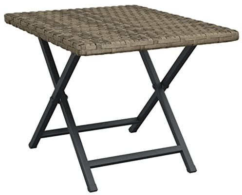 SDWEHO7 Gartentisch Wetterfest Klappbar PE Rattan Garten Terrasse Tisch Beistelltisch Balkontisch Klapptisch Kaffeetisch Teetisch, Grau 45x35x32 cm