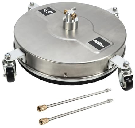 Hidrolimpiadora de Suelos de Acero Inoxidable para Grandes Superficies Planas, Conector Rápido de 1/4 Pulgadas, 4 Ruedas
