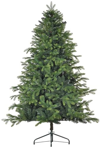 HOMCOM Künstlicher Weihnachtsbaum, 183 cm Christbaum mit 1700 Spitzen, breit klappbar Metallständer, für Weihnachten Deko, Grün