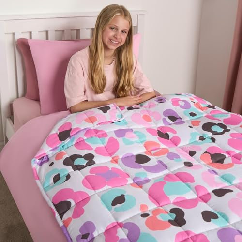OHS Weighted Blanket 3kg, Single Weighted Blanket for Adults Calming Stress Relief Anti Anxiety Weighted Blankets Men Women Leopard Print, 150 x 100cm (Disclaimer:Only suitable for age 3+years)