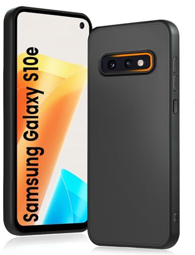 HuwaiH Handyhülle für Samsung Galaxy S10e Hülle, Anti-Schock Schutzhülle, Unterstützt kabelloses Laden, Antikratzer Anti-Fingerabdruck rutschfest Schwarz TPU Hülle für Samsung S10e