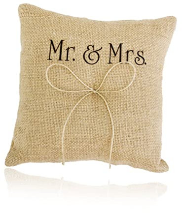 PLAFOPE Mr & Mrs Ringkissen Für Hochzeiten 15x15cm Ringträgerkissen Mit Schleife Elegante Hochzeitsdekoration Für Den Großen Tag Verlobungsring Kissen Für Zeremonien