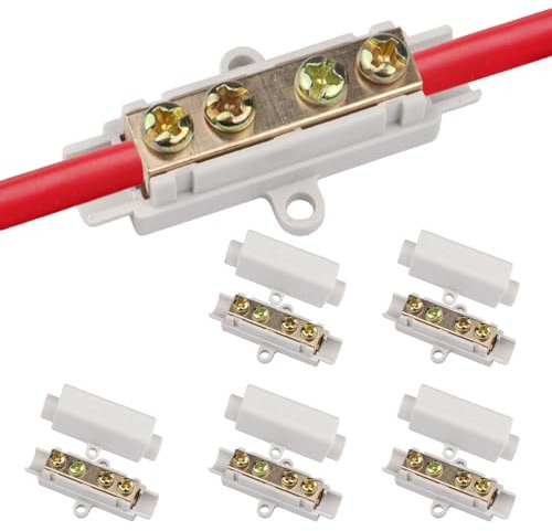 PHMING 5 Piezas Conectores de Cable, Tornillo Doble Latón Bornes de Conexion, Gris Bloque de Terminales de Conexión, Kit de Bloque de Terminales, para Rango de Cableado de 2,5 a 16 mm²