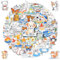 SIIXU Cute Vinyl Stickers 200pcs Pack - Simple Line Drawing Waterproof Sticker for Kids, Teens, Adults - Aesthetic Laptop & Water Bottle Art