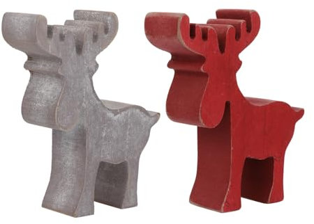 Cabilock Mini-Rentier-dekor Aus Holz Für Weihnachtsschmuck Kreative Wohndekoration Rot