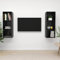 UJCHVHN Lot de 2 meubles TV muraux en bois d'ingénierie noir brillant, centres de divertissement et supports TV