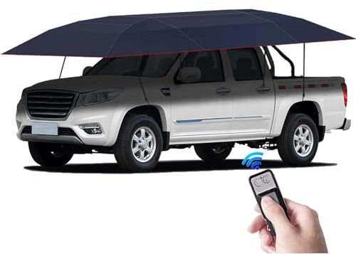 DRFGHK Carport Pieghevole con Protezione Solare, Tenda Universale per Auto, carport Mobile, ombrellone per Tenda da Esterno con Telecomando, per Tenda da Campeggio all'aperto, Blu Navy, 4,5x2,3 m