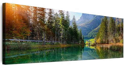 LUMASOUL Wandbilder Wohnzimmer Leinwandbild Landschaft 120x40 cm | 1-teiliges Bild für Schlafzimmer, Flur, Büro und Küche, modernes Foto-Motiv