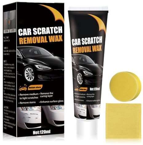 Schneller Kratzer Entferner Auto 120ml, 2026 Neu Autokratzer Reparatur Paste, Schneller Kratzer Entferner Auto mit Schwamm & Tuch, Scratch Remover Wax & Car Scratch Repair Paste für Autolack Politur