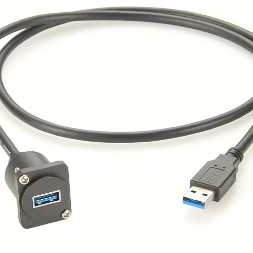 Plinkwirekb Cavo di prolunga USB 3.0, tipo A maschio a femmina, montaggio a pannello XLR, accoppiatore flangia, passaggio, 0,3 m