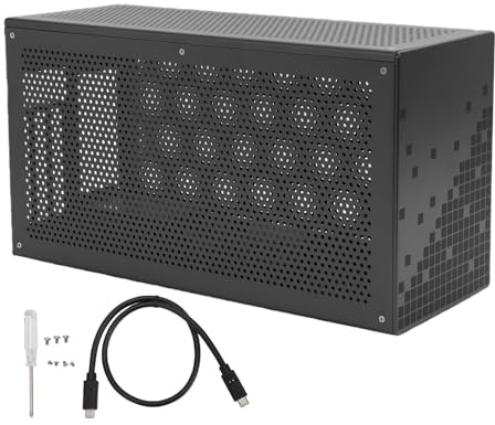 Zunate Erweiterungsgehäuse, Grafikdock aus Aluminiumlegierung mit Zwei Thunderbolt 3 Anschlüssen, 60 W Stromversorgung für Laptop PC Grafikkarten, 350 Mm X 150 Mm X 60