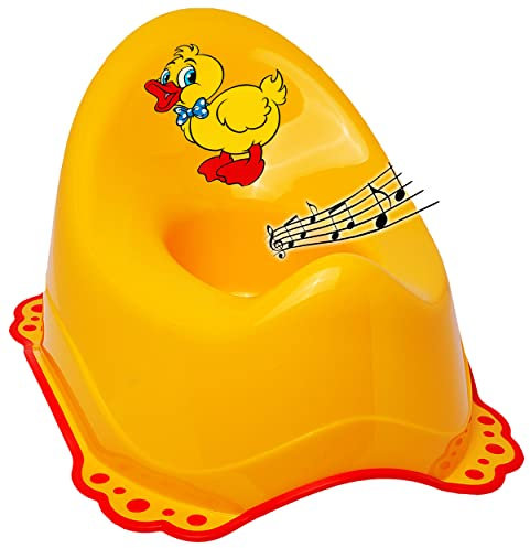 alles-meine.de GmbH Musik & Sound - Anti RUTSCH - Töpfchen/Nachttopf/Babytopf - gelb Tiere - Ente Bieco - Melody - mit großer Lehne + Spritzschutz - rutschfest antirutsch..