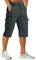 MAGCOMSEN Herren Cargo Shorts 3/4 Outdoor Sommerhose Multi Taschen Leicht Capri Hose Herren Atmungsaktiv Radhose Atmungsaktiv Kurz Arbeitshose mit Stretchbund Dunkelgrau 34