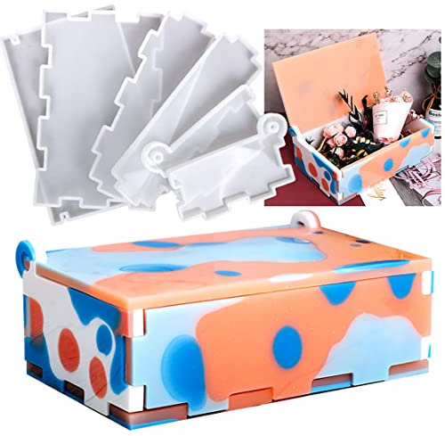 Voyyphixa 6-Teiliges Multifunktionales Aufbewahrungskiste Kit - Silikonform für Epoxidharz, Domino, Schmuck, Schachtel und Stiftebox