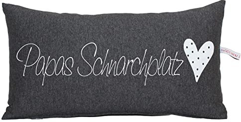 Mädchen sucht Kleid Papa Kissen, Papas Schnarchplatz, schöne Geschenkidee, mit Reißverschluss und Füllung, Nackenrolle, 20 x 40 cm (anthrazit)