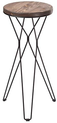 Loftie Blumentisch Pflanzenständer H75 cm Holz/Metall Natur/Dunkelbraun - Beistelltisch Blumenständer Blumensäule Blumenhocker Ständer für Drinnen & Draußen