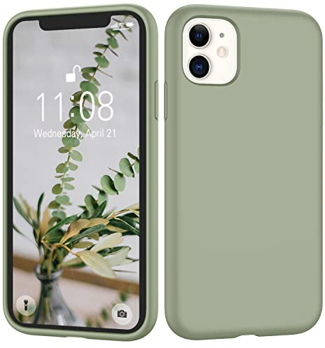 HGH für iPhone 11 Hülle Silikon mit 1 Lanyard Handyhülle für iPhone 11 Hülle Ultra Dünn Rundumschutz mit Weichem Microfiber-Innenfutter kameraschutz Schutzhülle für iPhone 11 Case Kupfer Grün