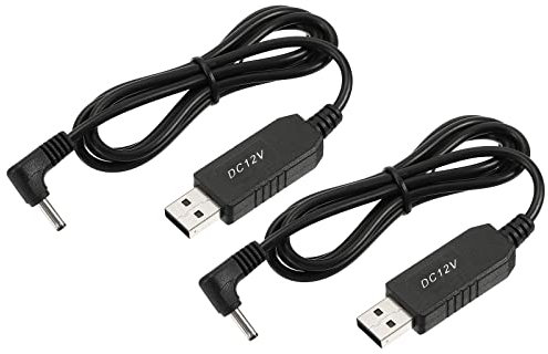 YOKIVE 2 pcs DC 5V à DC 12V USB Step Haut Tension Convertisseur, Alimentation Câble avec DC Coude Jack 3.5mm x 1.35mm, Excellent pour Routeurs,Caméra (Noir, 6W 1A)