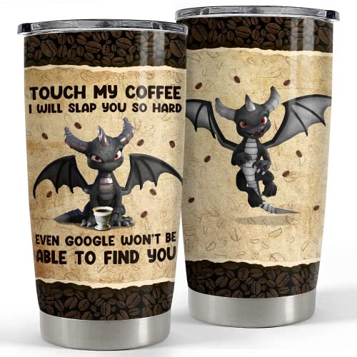 SANDJEST Dragon Tumbler Lustiger Kaffeebecher mit Deckel, 590 ml, Geschenk für Frauen und Männer, Drachenliebhaber, Weihnachten, Geburtstag