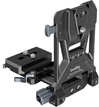 SMALLRIG V-Mount Battery Plate, V-Lock-Akku-Montageplatte mit doppelter Schnellwechselplatte für Arca-Swiss, kompakte und faltbare L-förmige V-Mount-Akkuplatte für DSLR-Kamera, Gimbals, Stativ – 4064B
