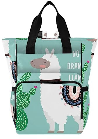 ISAOA Lama-Tier in der Nähe von Kaktus, Wickeltasche, Rucksack für Damen und Herren, großer Laptop-Rucksack, Reiserucksack, Tagesrucksack, Lunchtasche mit isolierten Taschen, Kinderwagengurten,