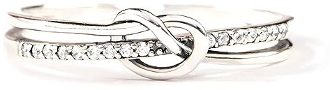 PSOWQ 925 Sterling Silber Ringe Frauen Liebesknoten Ringe für verstellbare offene Finger Federringe Schmuck Geschenke gekreuzte Ringe für Frauen mit Zirkonia