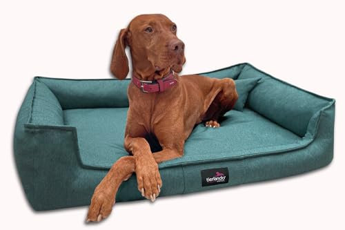 tierlando® Orthopädisches Hundebett Gustav Scandi CHIC | XXL Hundesofa eleganter Bezug waschbar, herausnehmbar, Mobile Matratze Größe: 130x100cm | Farbe: 38 Petrol