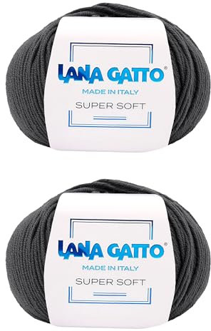Gomitoli per maglia e uncinetto 100% Pura Lana Vergine Merino Extrafine by Lana Gatto, Made in Italy. Linea Super Soft, lana di qualità superiore, 100 g. 250 mt, (Grigio Antracite - 20214, 2)
