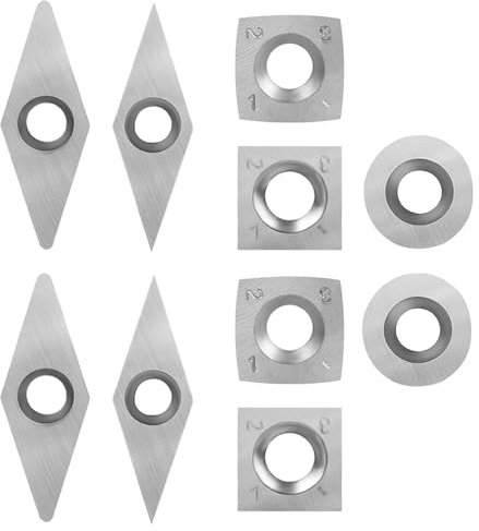 10 teiliges Hartmetall-Fräser-Einsatz-Set, stabile Hartmetall-Holzdrehmeißelspitzen, Hartmetall-Ersatzschneider, quadratisch, rund, Diamant-Holz-Hartmetall-Einsätze für Holzdrehmaschinen-Drehwerkzeug